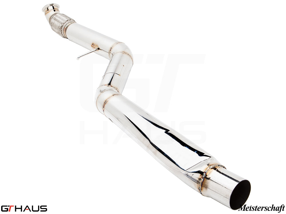 BMW F30/F31/F34/F36 3 Series optional AR pipe with 90mm piping for B58, designed for 340i/xi models, polished finish.