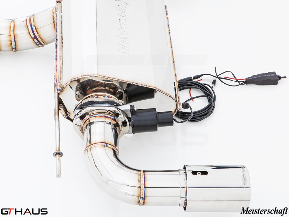 Premium Meisterschaft exhaust system for BMW F30/F31/F34/F36 335i/340i, featuring stainless steel construction and electronic valve control.