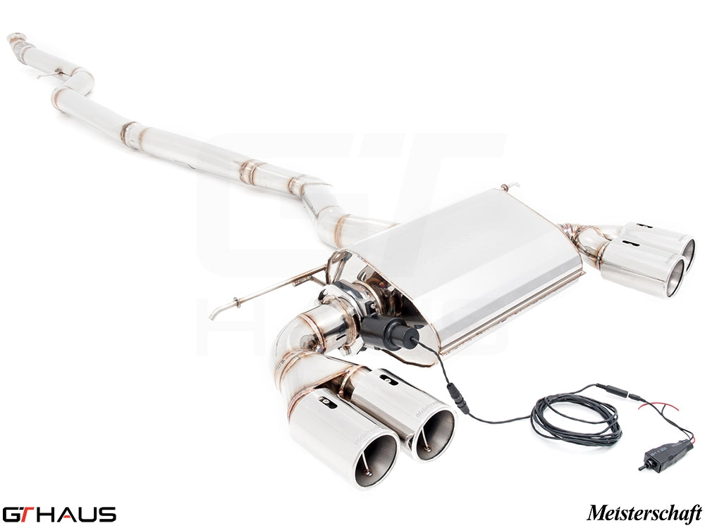 Premium exhaust system for BMW F30/F31/F34/F36 335i/340i/xi, featuring stainless steel construction and electronic valve control.