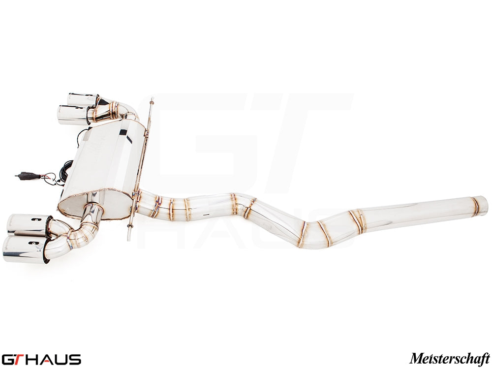 Premium exhaust system for BMW F30/F31/F34/F36 335i/340i/xi, featuring stainless steel construction and electronic valve control.