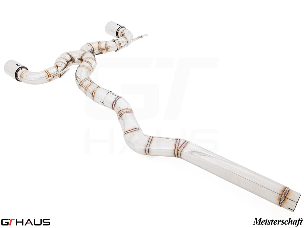 Premium performance exhaust system for BMW F30/F31/F34/F36 335i/340i, featuring stainless steel construction and precision design.