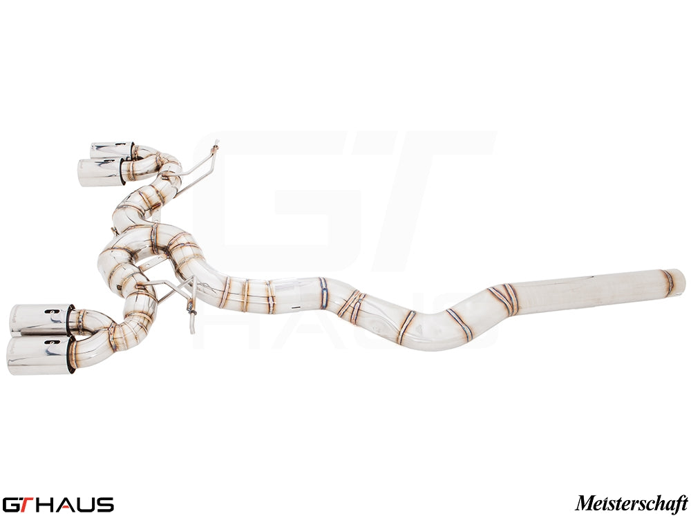 Premium performance exhaust system for BMW F30/F31/F34/F36 335i/340i/xi, featuring stainless steel construction and electronic valve control.