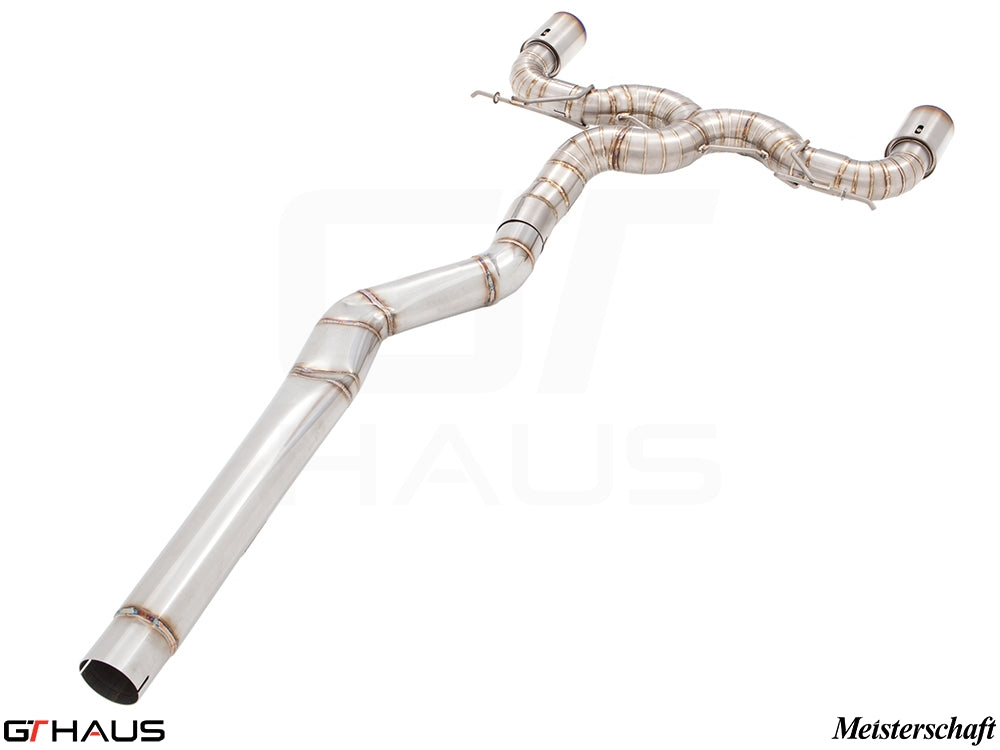 Premium performance exhaust system for BMW F30/F31/F34/F36 335i/340i, featuring stainless steel construction and precision design.