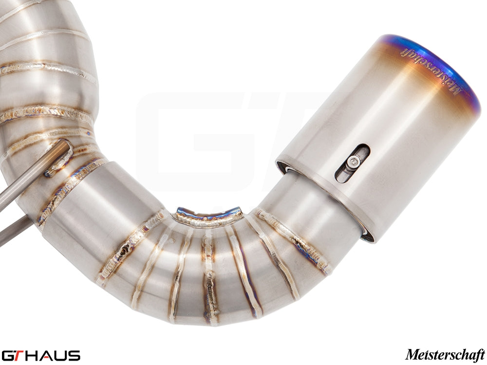 Premium stainless steel exhaust pipe for BMW F30/F31/F34/F36 335i/340i, featuring precision welding and valve control.