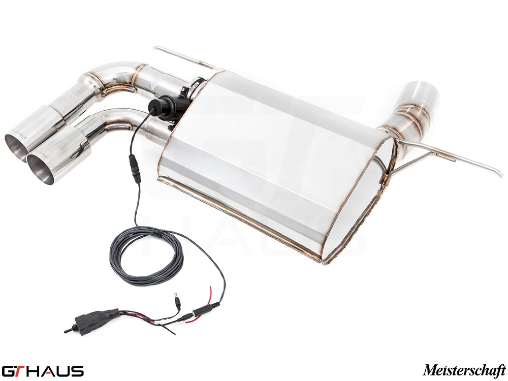 Premium exhaust system for BMW F32/F33 4 Series 428/430i models, featuring dual tips and electronic valve control.