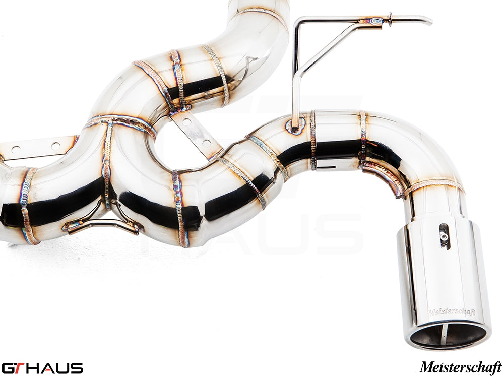 Premium Meisterschaft exhaust system for BMW F32/F33 4 Series, featuring stainless steel construction and precision design.