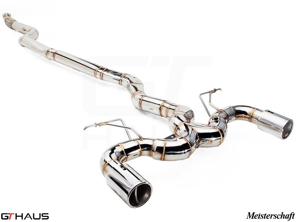 Premium Meisterschaft exhaust system for BMW F32/F33 4 Series 435/440i, featuring stainless steel construction and dual tips.