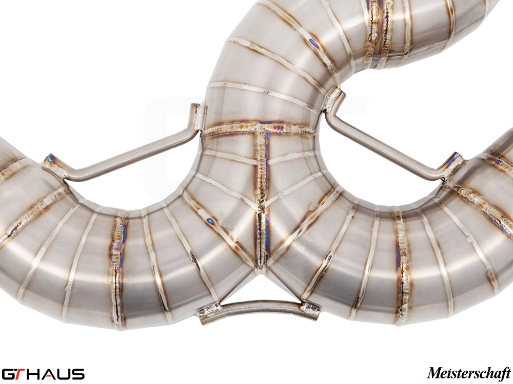 Premium stainless steel exhaust system for BMW F32/F33 4 Series 435/440i, showcasing precision craftsmanship and design.