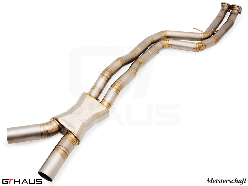 Premium cat-back LX pipes for BMW F80/82/83 M3/M4, featuring dual 65mm piping and Velocity box for enhanced performance.