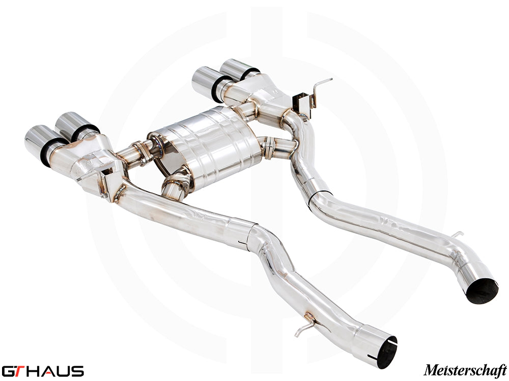 Premium stainless steel exhaust system for BMW F80/82/83 M3/M4 I-6 Turbo, enhancing performance and sound.