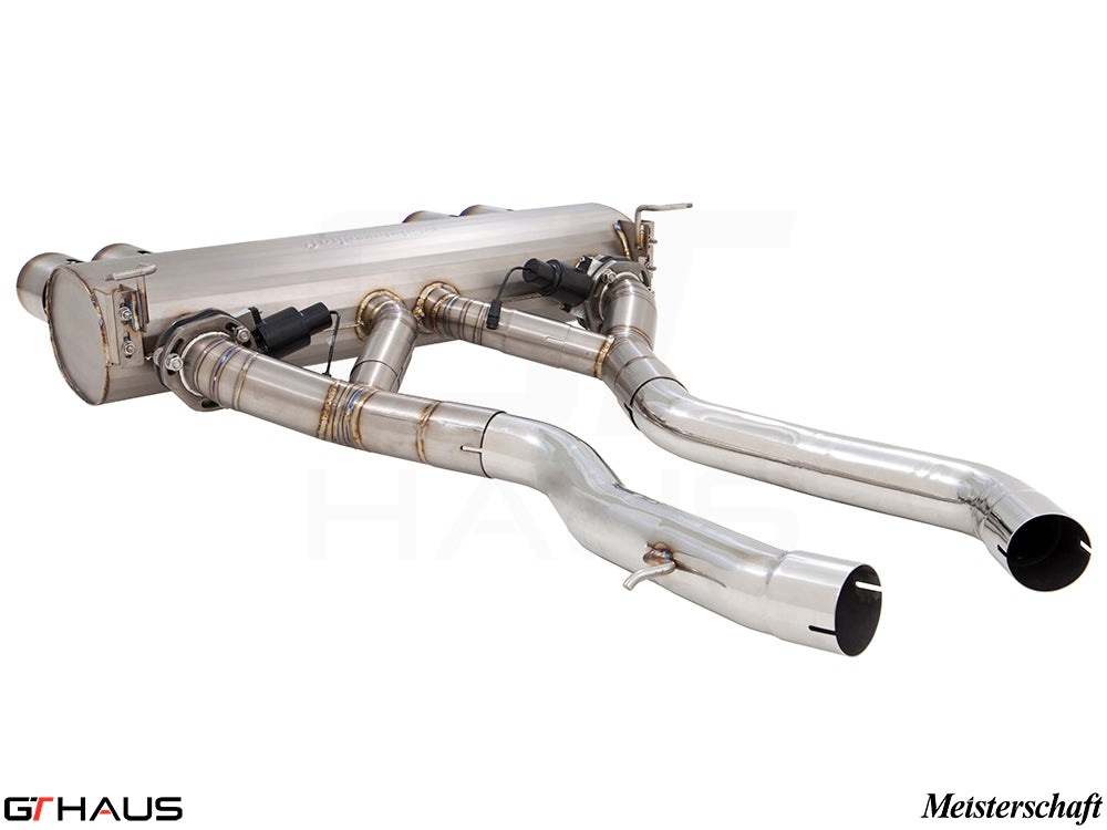 Premium performance exhaust system for BMW F80/82/83 M3/M4 I-6 Turbo, featuring stainless steel construction and electronic valve control.