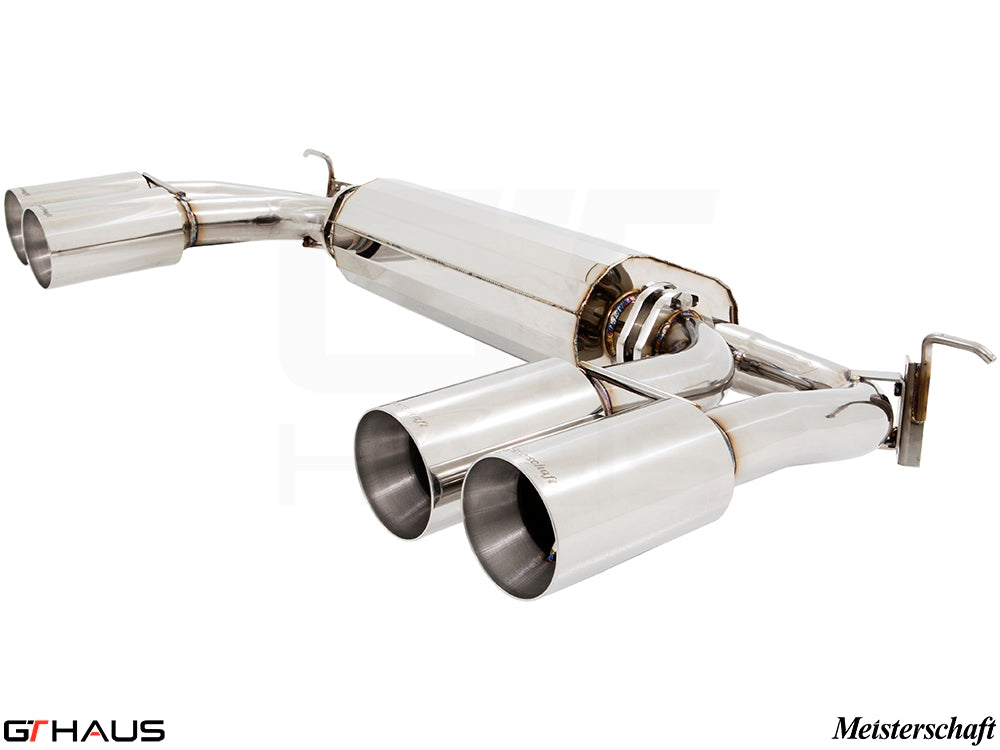 Premium performance exhaust system for BMW F85 X5M SAV, featuring stainless steel construction and dual tips.