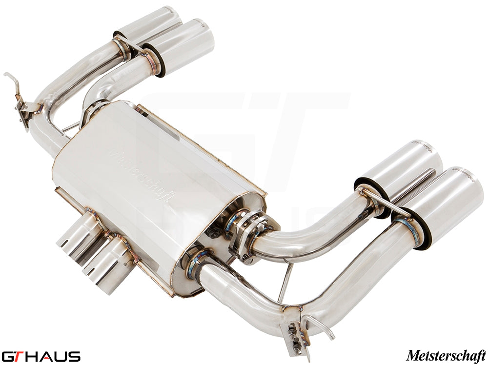 Premium Meisterschaft exhaust system for BMW F85 X5M, featuring T304 stainless steel and quad tips for enhanced performance.