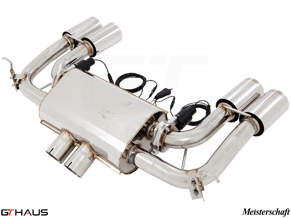 Premium exhaust system for BMW F86 X6M, featuring stainless steel construction and electronic valve control.