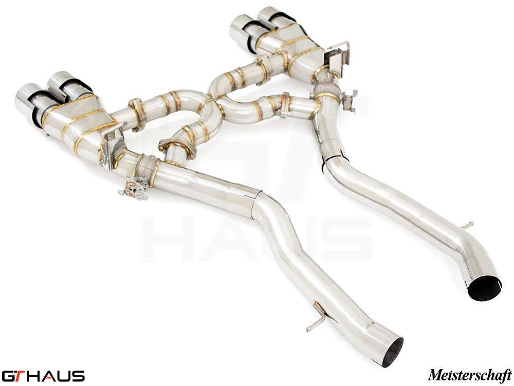 Premium performance exhaust system for BMW F87 M2, M2 Competition, and M2 CS Coupe, featuring stainless steel construction.