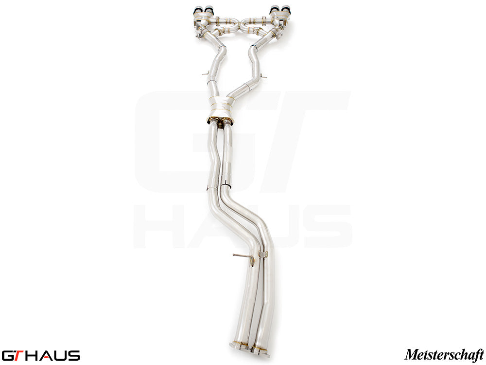 Premium exhaust system for BMW F87 M2, M2 Competition, and M2 CS Coupe, featuring stainless steel construction and valve control.