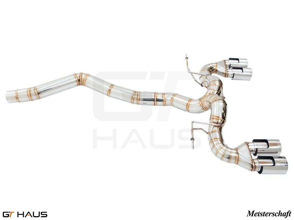 Premium performance exhaust system for BMW F87 M2, M2 Competition, and M2 CS Coupe, featuring stainless steel construction.