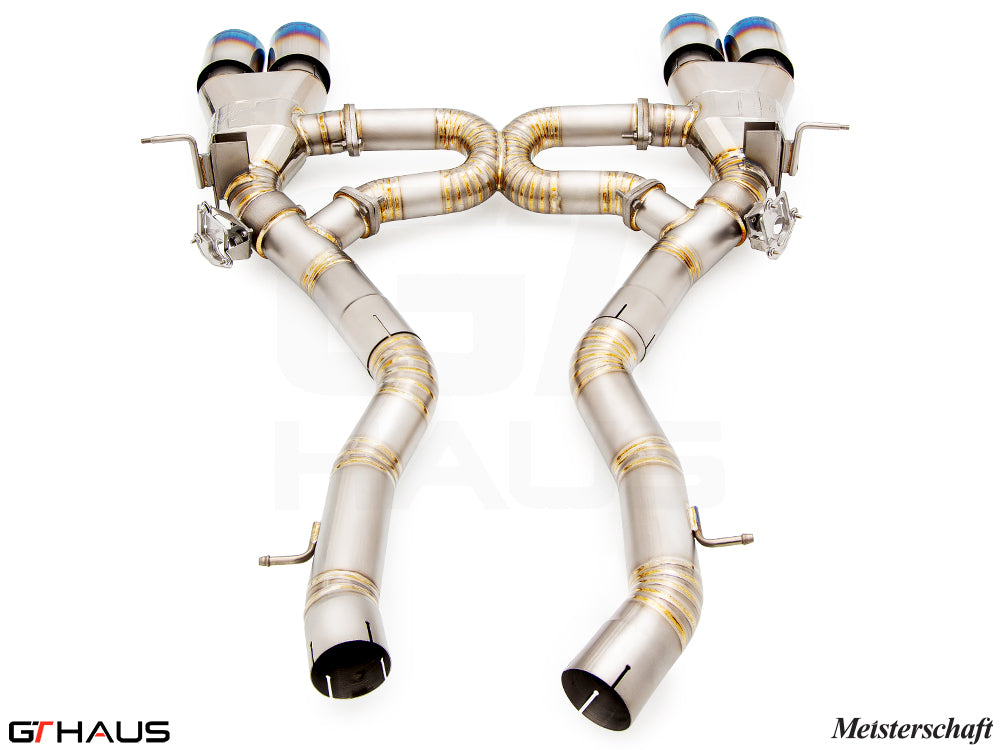 Premium performance exhaust system for BMW F87 M2, M2 Competition, and M2 CS Coupe featuring stainless steel construction.