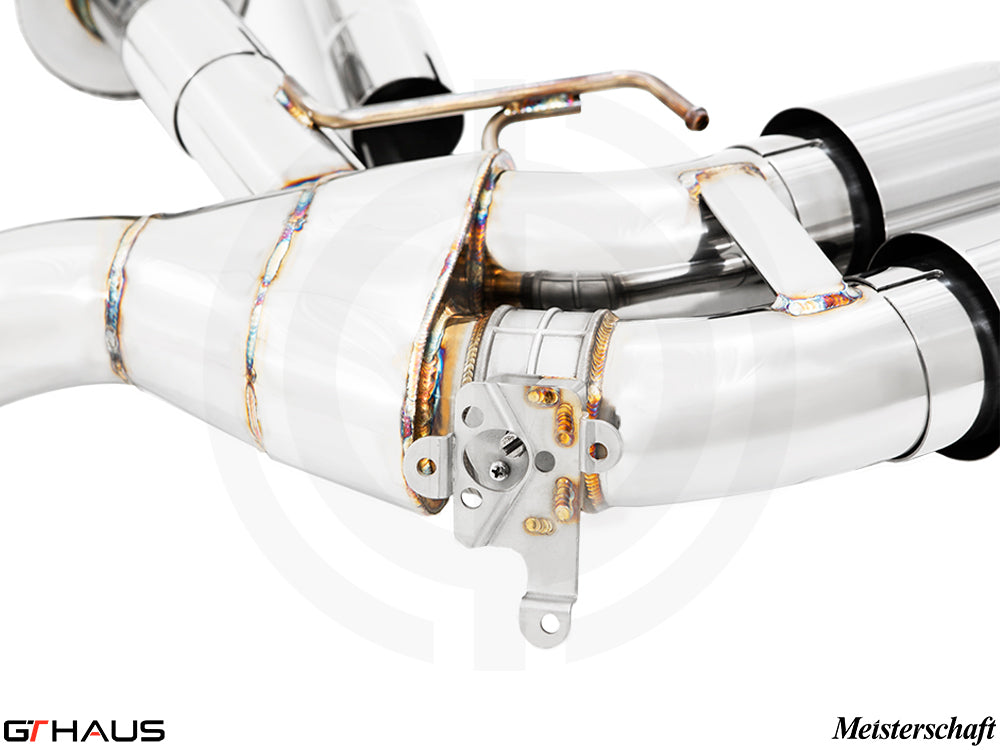 Premium exhaust system for BMW F91/92 M8 and M8 Competition, showcasing high-quality stainless steel craftsmanship.