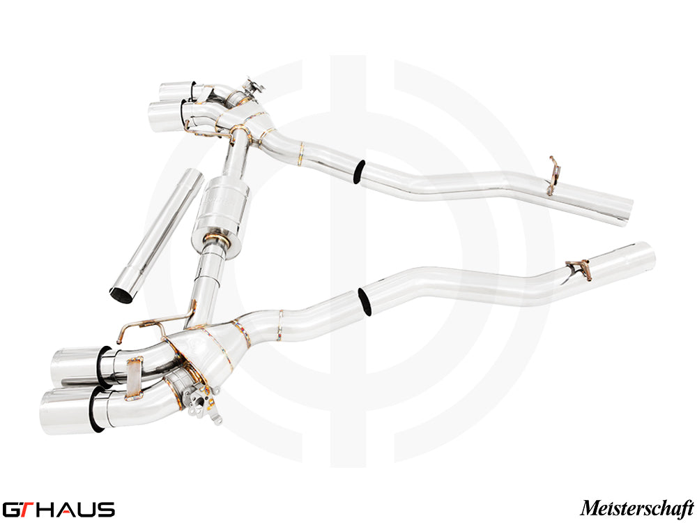 Premium exhaust system for BMW F95 X5M/X5M Comp, featuring stainless steel construction and enhanced performance design.