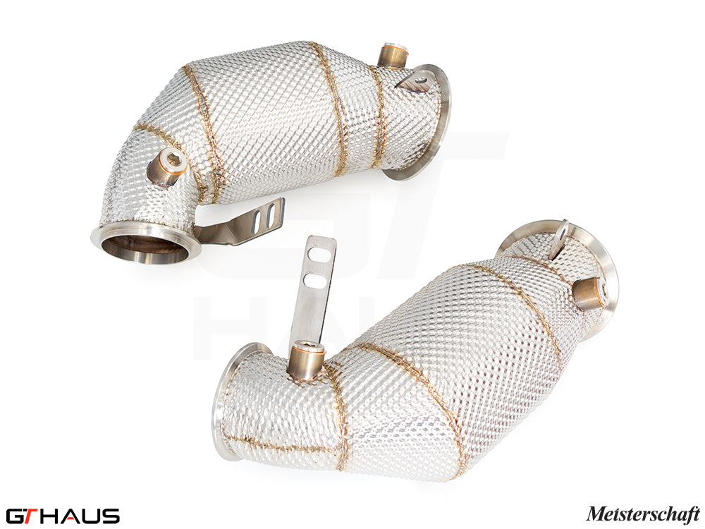 Premium down pipes for BMW F96 X6M SAV 2020+, featuring 400 CEL sport cats and 90mm piping for enhanced performance.