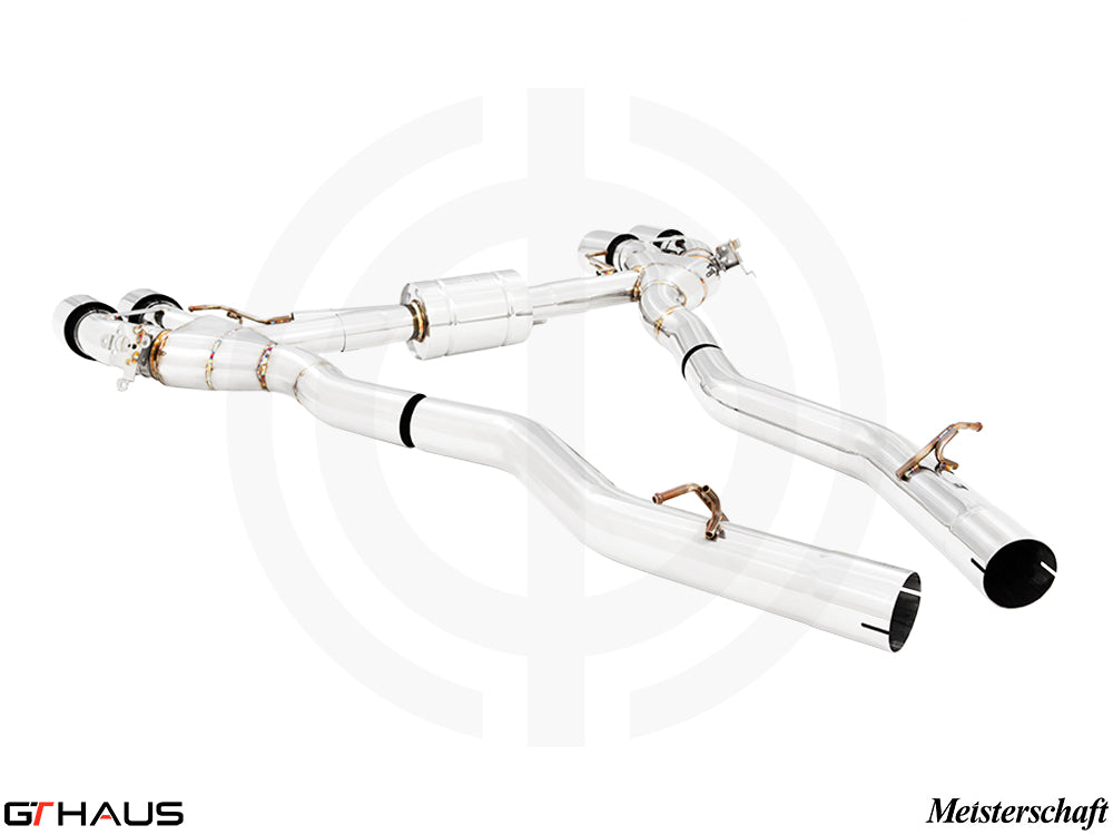 Premium exhaust system for BMW F96 X6M/X6M Comp, enhancing performance with stainless steel construction and electronic valve control.