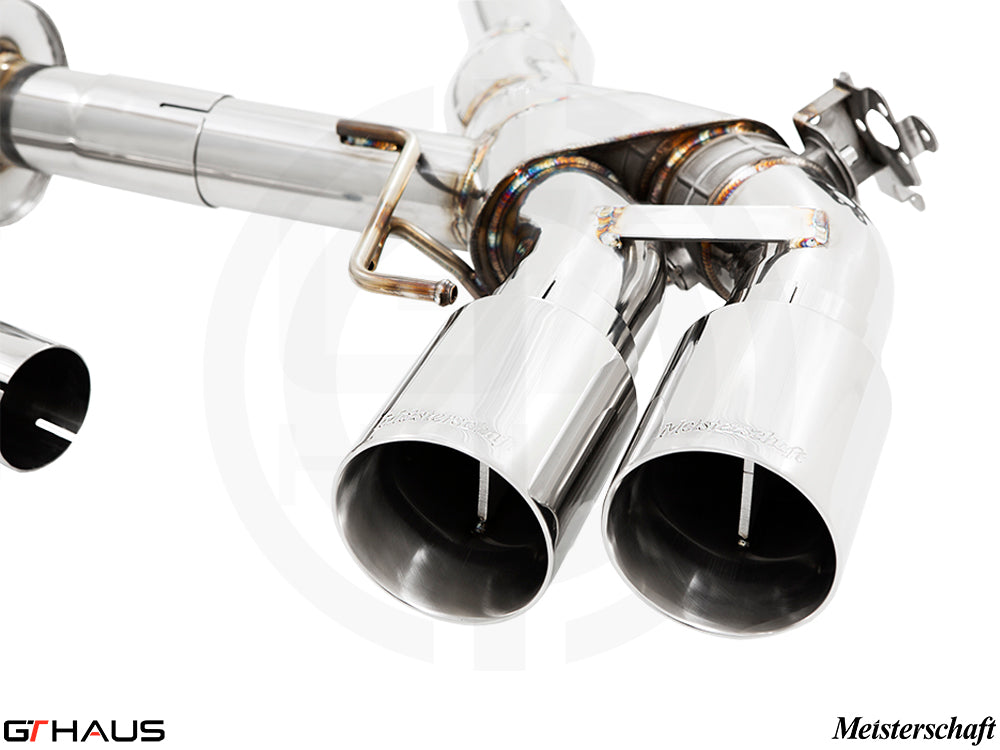 Premium exhaust system for BMW F96 X6M/X6M Comp LCI, featuring polished dual tips and advanced valve control.
