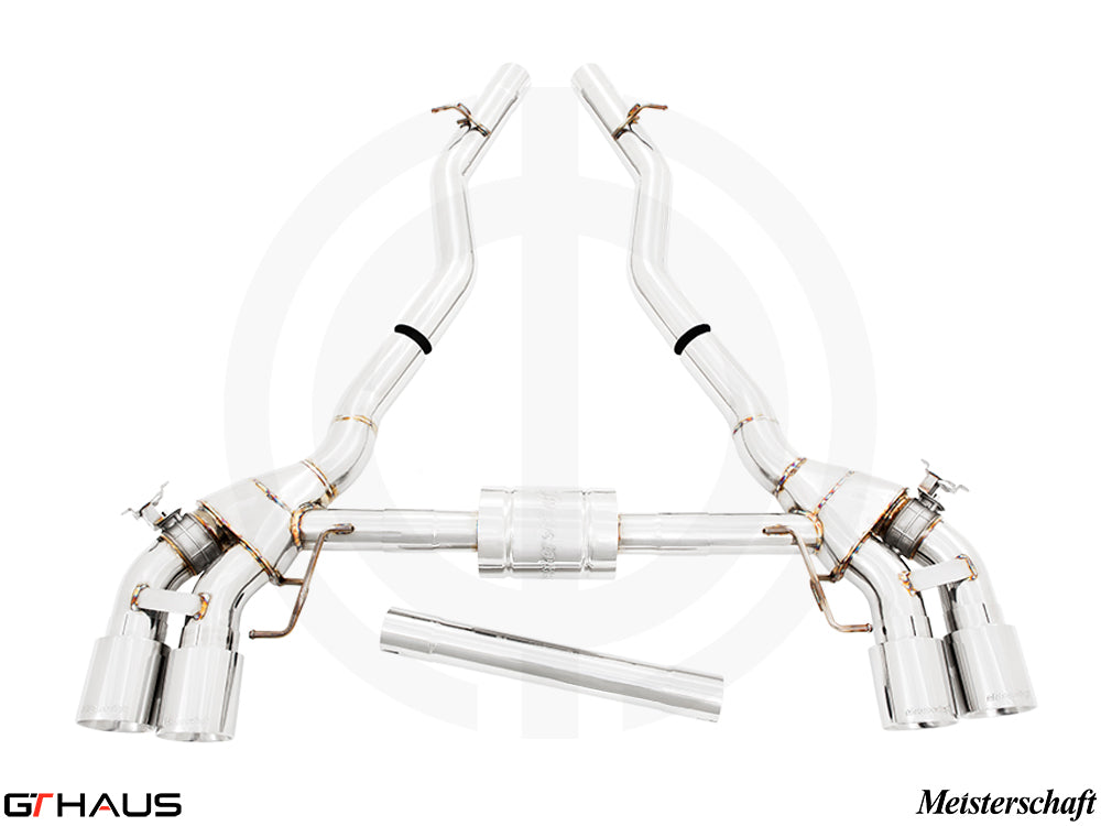 Premium exhaust system for BMW F96 X6M/X6M Comp LCI, featuring stainless steel construction and enhanced performance.