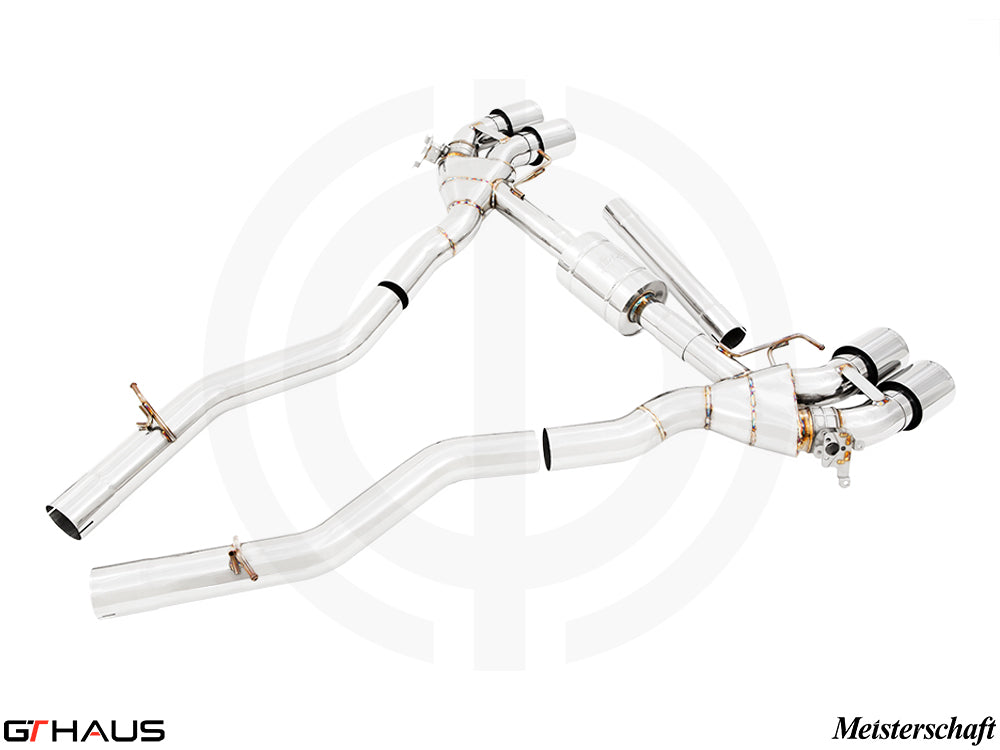 Premium exhaust system for BMW F96 X6M/X6M Comp LCI, featuring T304 stainless steel and electronic valve control.