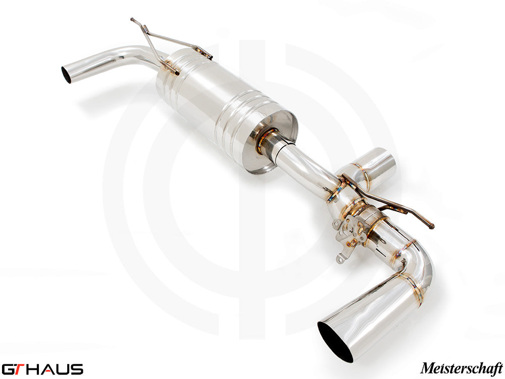 Premium stainless steel exhaust system for BMW G14/G15 8 Series Coupe/Convertible 840i/xi, featuring electronic valve control.