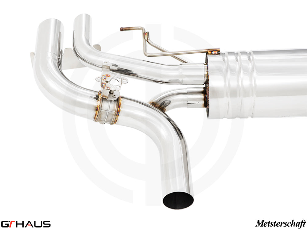 Premium exhaust system for BMW G14/G15 8 Series 850i/xi featuring stainless steel construction and electronic valve control.