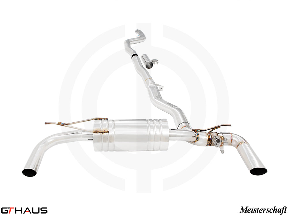 Premium performance exhaust system for BMW G16 8 Series GranCoupe 840i/xi I-6, featuring polished stainless steel construction.