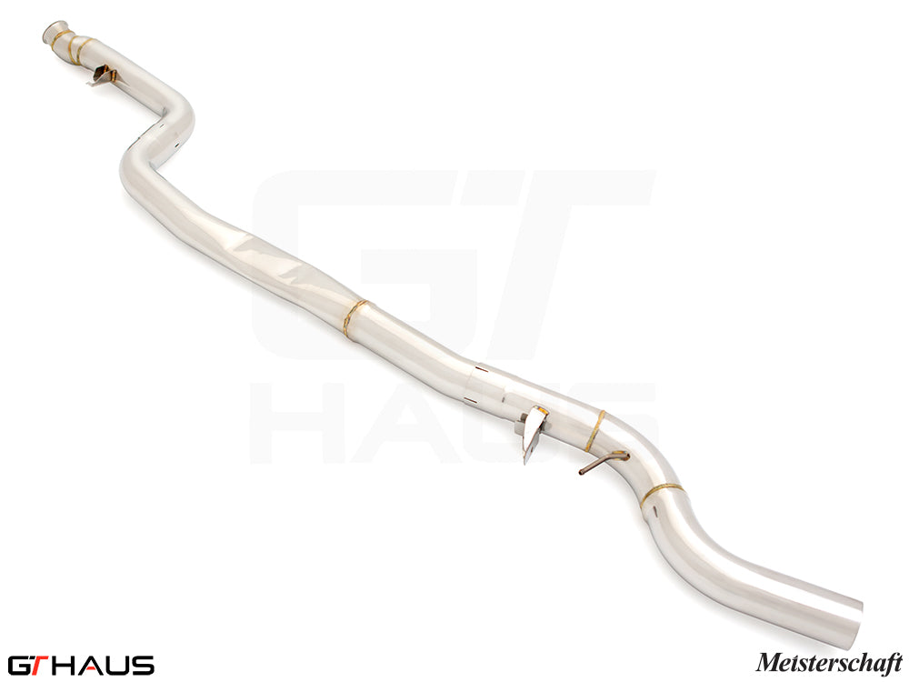 Stainless steel mid resonator delete pipes for BMW G20 3 Series 320i/330i/xi I-4 (B48) 2019+, enhancing exhaust performance.