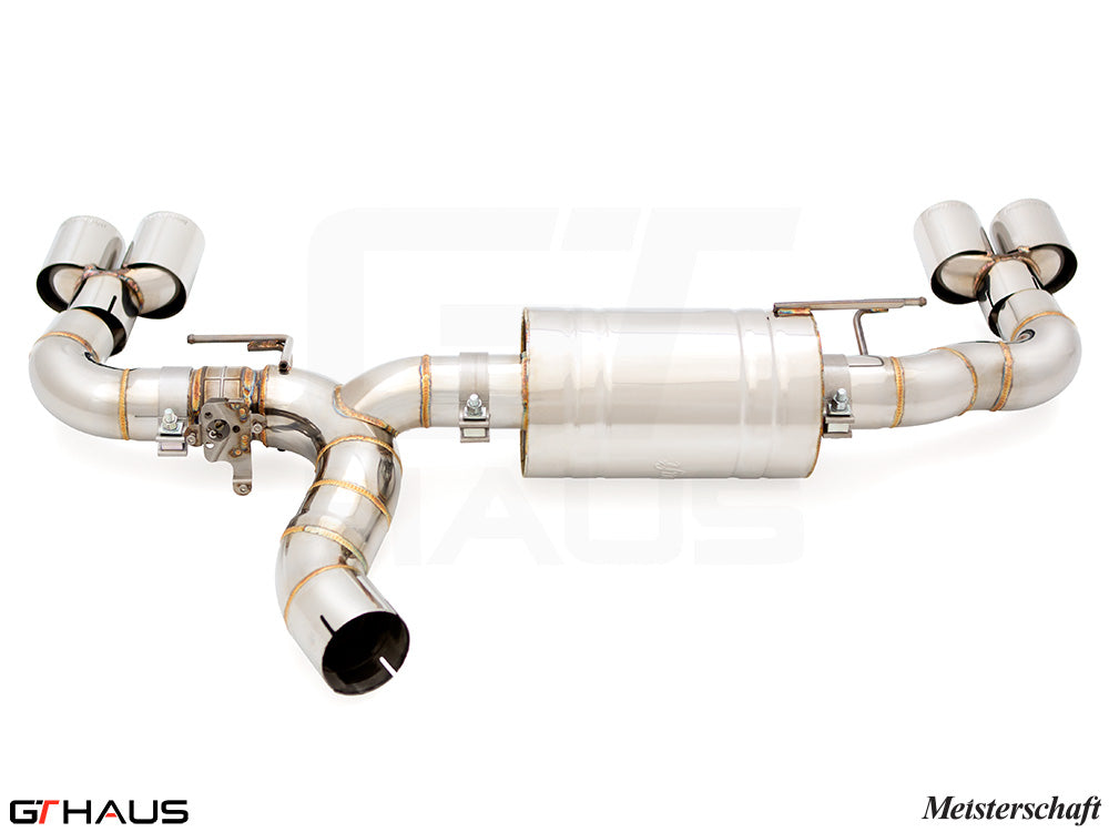 Premium performance exhaust system for BMW G20 3 Series 320i/330i/xi I-4 (B48) with polished stainless steel finish.