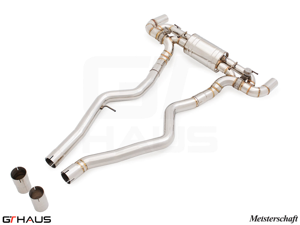Premium performance exhaust system for BMW G20 340i/xi/M340i, featuring stainless steel construction and electronic valve control.