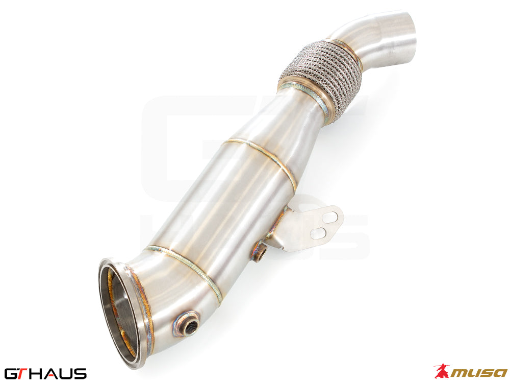Premium down pipe for BMW G20 3 Series 340i/xi/M340i with OBD2 and 400 CEL sport cats for enhanced performance.