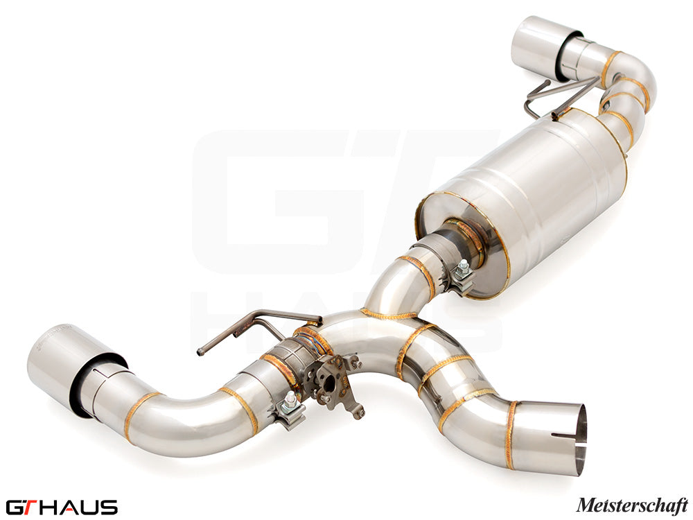 Premium performance exhaust system for BMW G22/G23 4 Series 420i/430i/xi I-4, featuring stainless steel construction.
