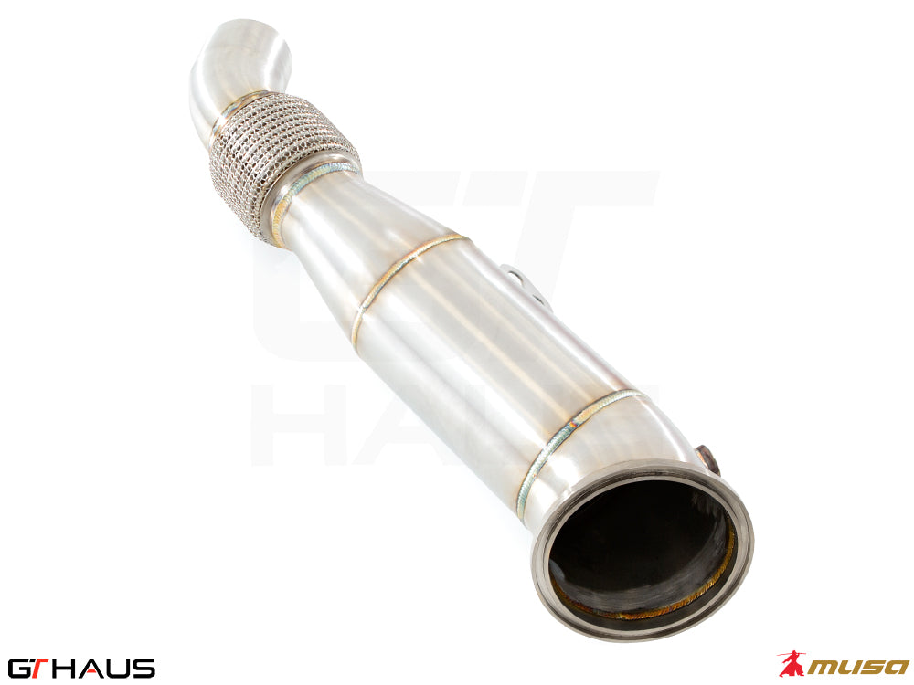 BMW G29 Z4 Series 2020+ down pipes with OBD2 and 400 CEL sport cats for M40i B58, featuring stainless steel construction.