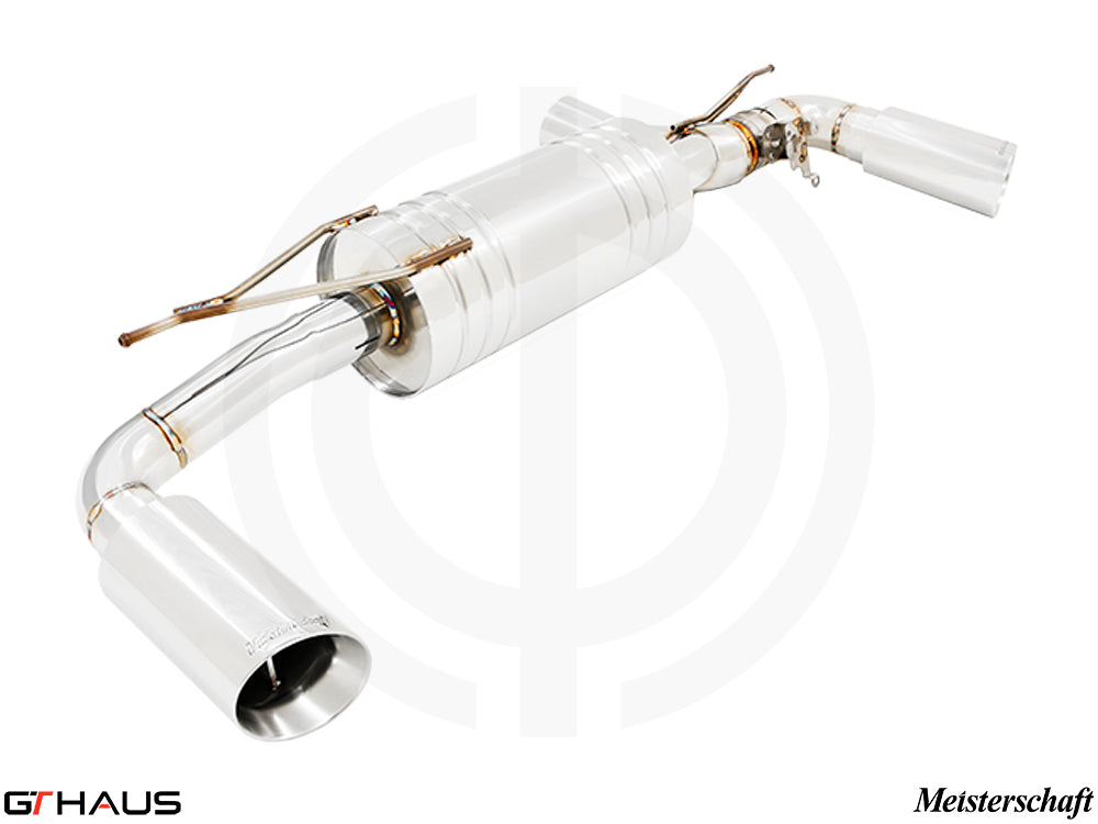 Premium performance exhaust system for BMW G30/G31 5 Series 520i/530i/xi I-4, featuring stainless steel construction.