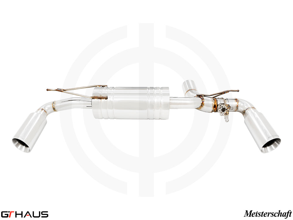 Premium exhaust system for BMW G30/G31 5 Series 520i/530i/xi I-4 (B48) 2021-2023, featuring polished stainless steel finish.