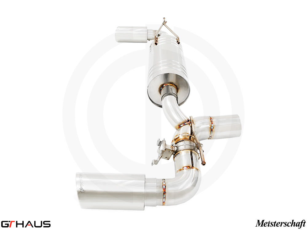 Premium performance exhaust system for BMW G30/G31 5 Series 520i/530i/xi I-4, featuring stainless steel construction.