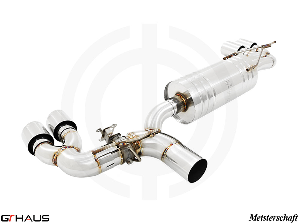 Premium exhaust system for BMW G30/G31 5 Series 540i/xi I-6 (B58) 2021-2023, featuring polished stainless steel construction.
