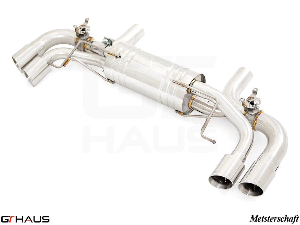 Premium performance exhaust system for BMW G30/G31 5 Series 550i/xi Bi-turbo V8, featuring stainless steel construction.