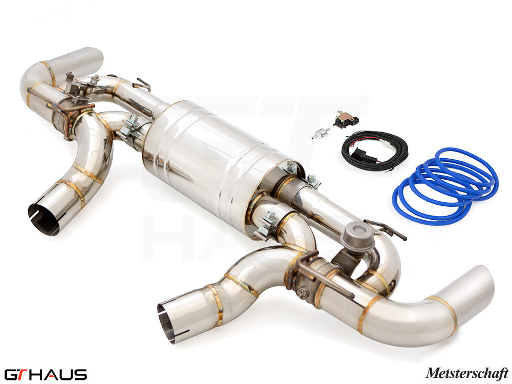 Premium exhaust system for 2023+ BMW G42 2 Series 240i/M240i featuring stainless steel construction and electronic valve control.