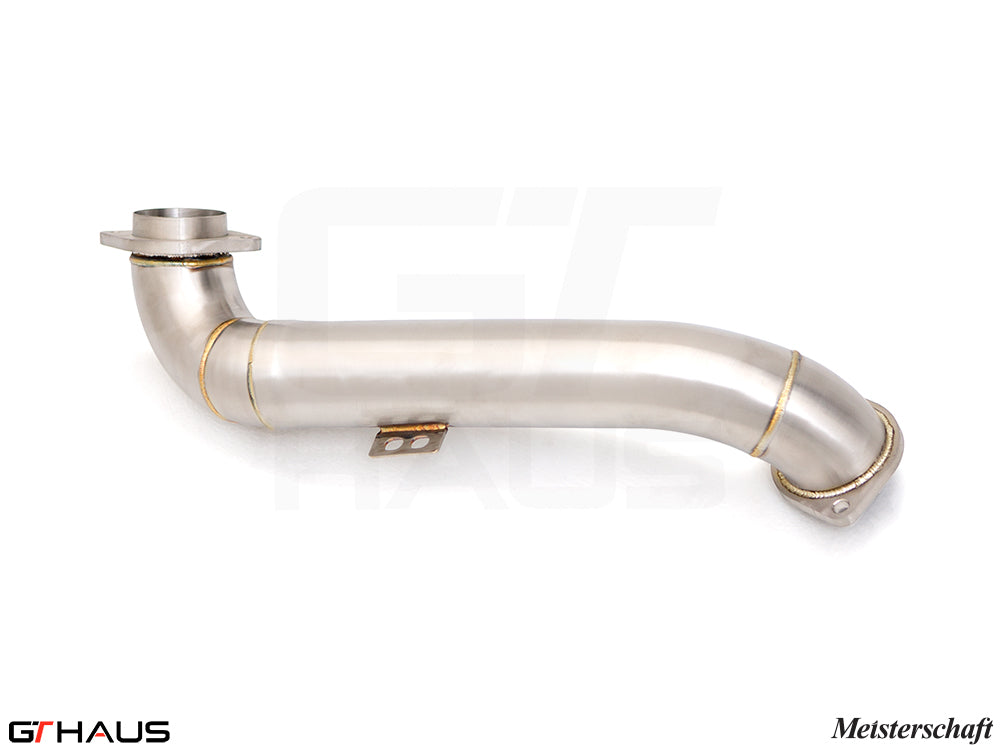 Premium stainless steel front crossover pipe for BMW G80/82/83 models, enhancing performance and exhaust flow.