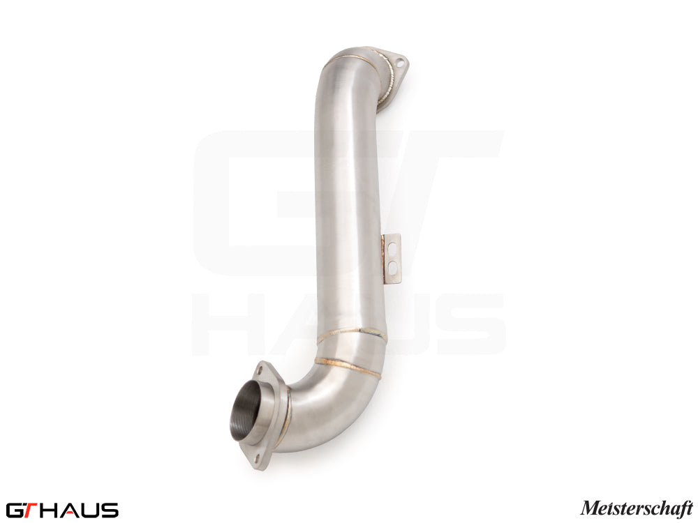 Premium stainless steel front crossover pipe for BMW G80/82/83 models, enhancing exhaust flow and performance.