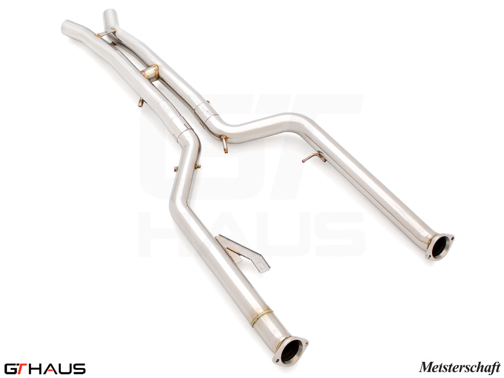 Premium dual LX cat-back exhaust pipes for BMW G80/82/83, featuring 76mm piping and Velocity box for enhanced performance.