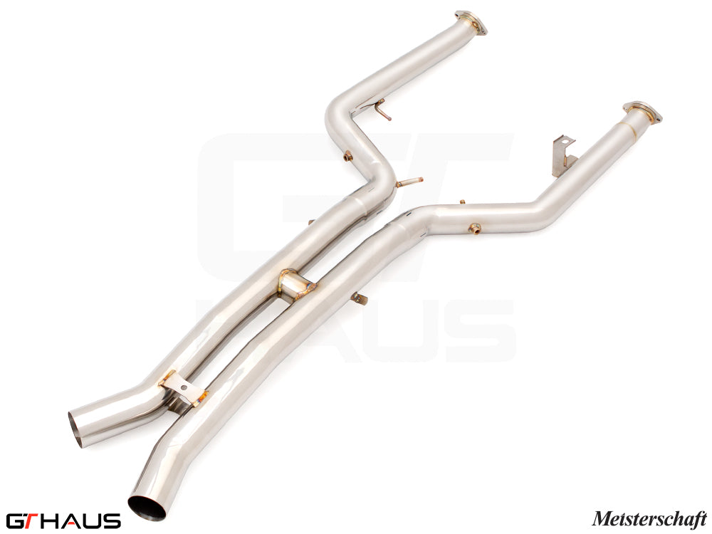 BMW G87 M2/M2 Competition 2023+ full cat-back LX pipes with dual 76mm stainless steel piping for enhanced performance.