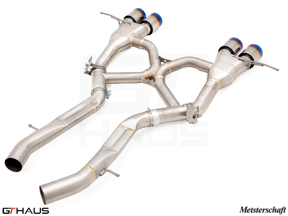 Premium stainless steel exhaust system for BMW G87 M2/M2 Competition, featuring dual tips and performance design.