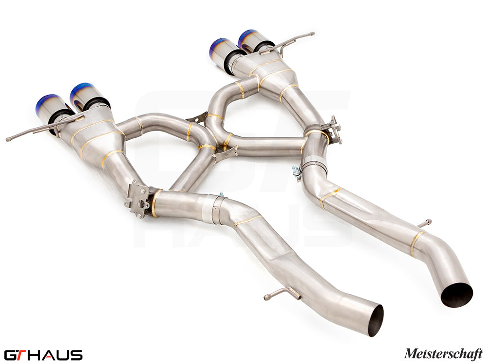 Premium stainless steel exhaust system for BMW G87 M2/M2 Competition, featuring dual tips and performance design.